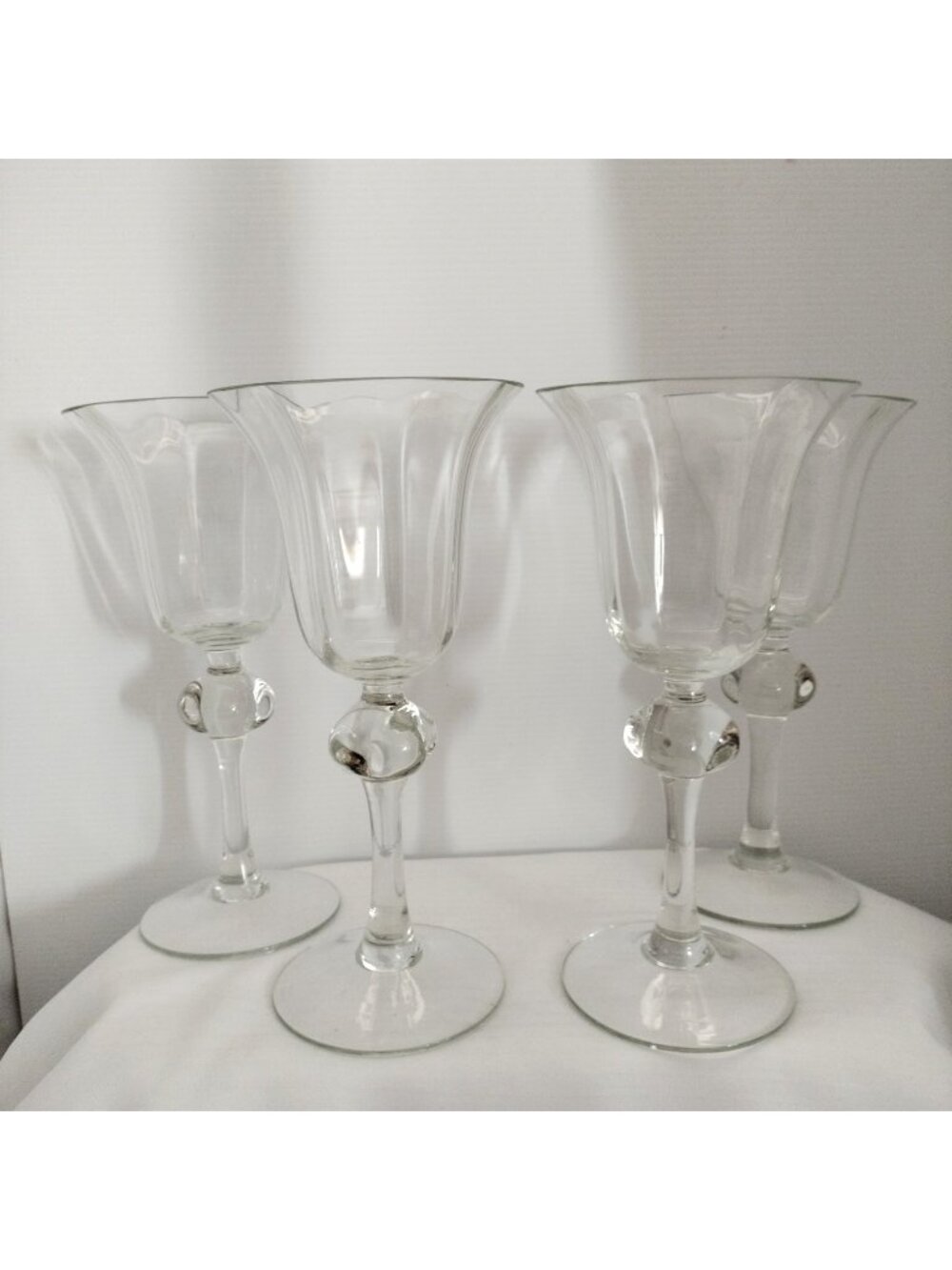Set 4 Bell Shape Retrospect Featuring A Flyted Knob By Colony Wine Glass